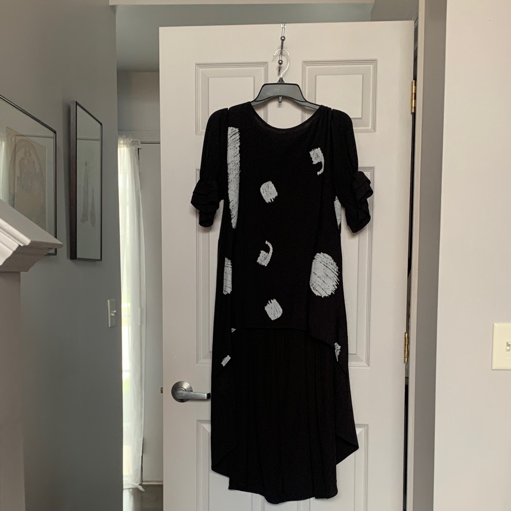 Patrizia Luca Black Dress with White Abstract Design